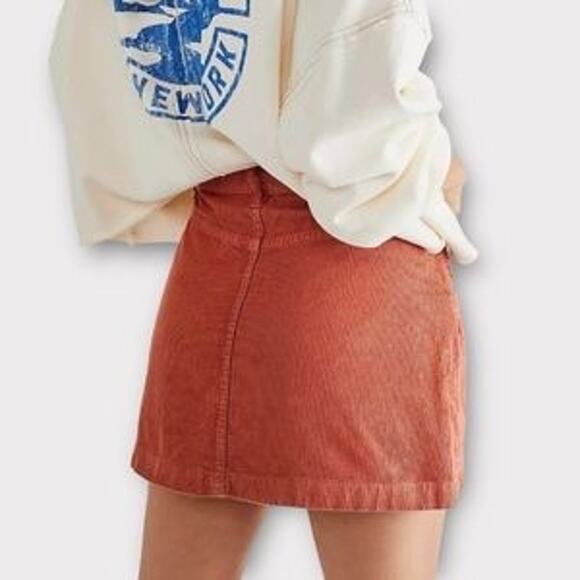 Free People Ray Corduroy Mini Skirt In Myrrh Size 8 - Picture 2 of 10